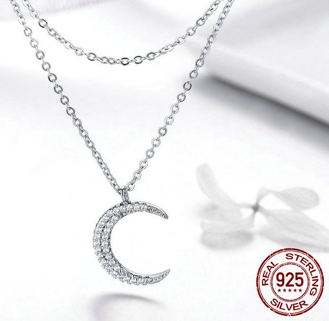 Starlight Moon Pure Silver S925 Plated Necklace