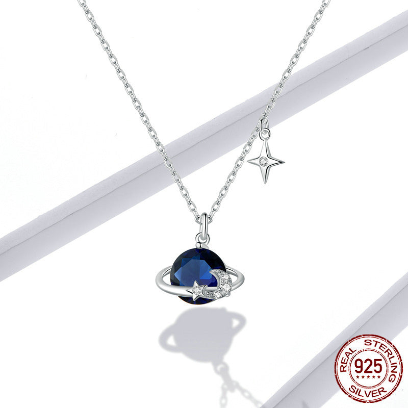 S925 Sterling Silver Starry Sky Pendant Necklace
