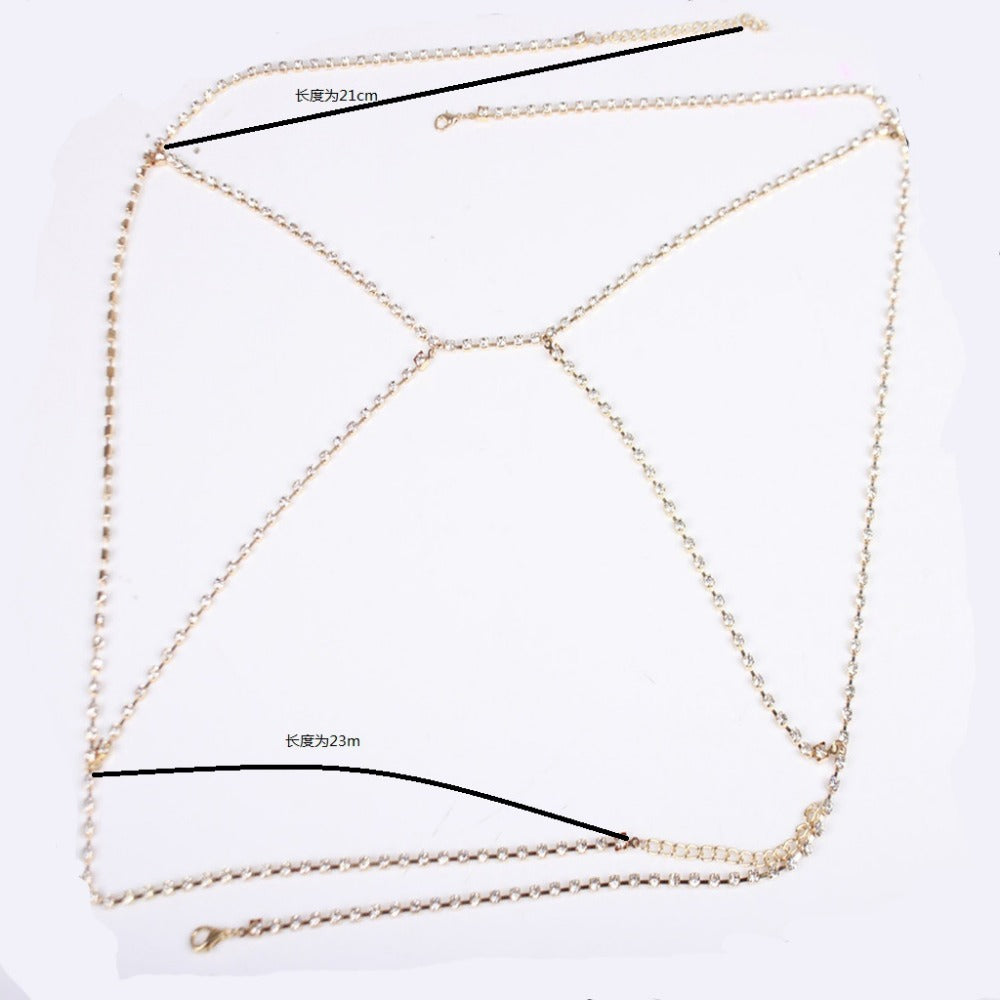 Sexy Crystal body chain women Rhinestone body bra Harness Sparkle Summer Beach Bralette Bikini Chain Body Jewelry