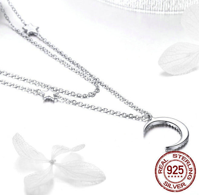 Starlight Moon Pure Silver S925 Plated Necklace