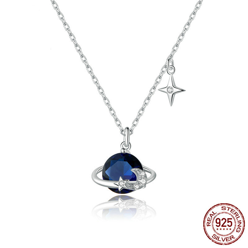 S925 Sterling Silver Starry Sky Pendant Necklace