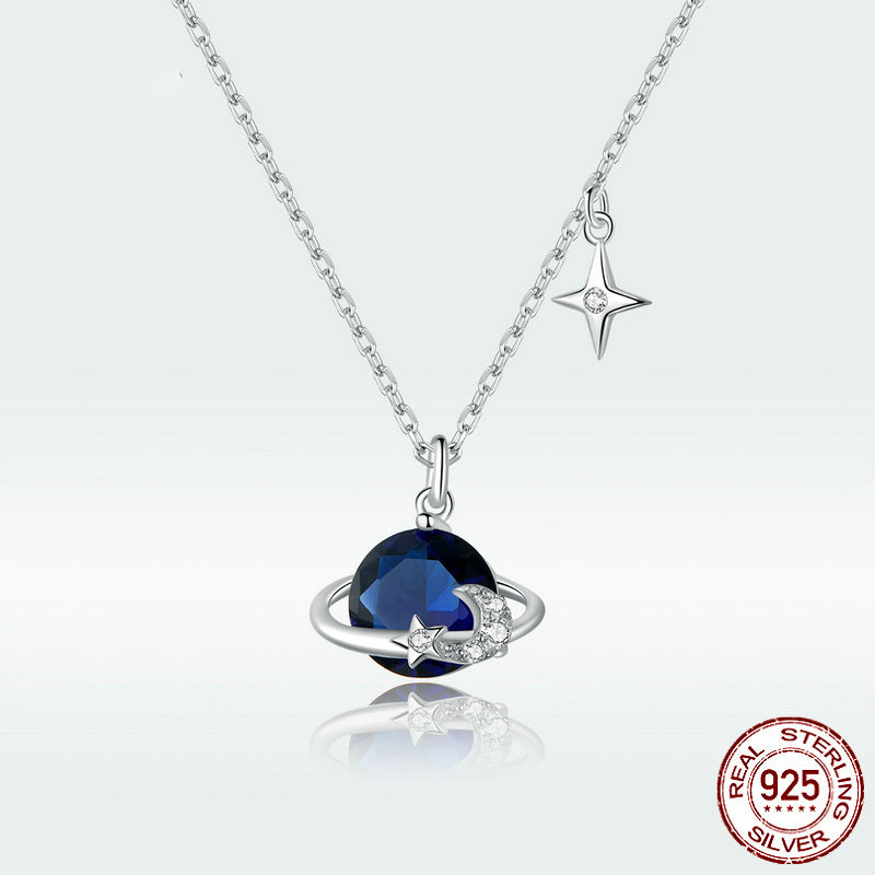 S925 Sterling Silver Starry Sky Pendant Necklace