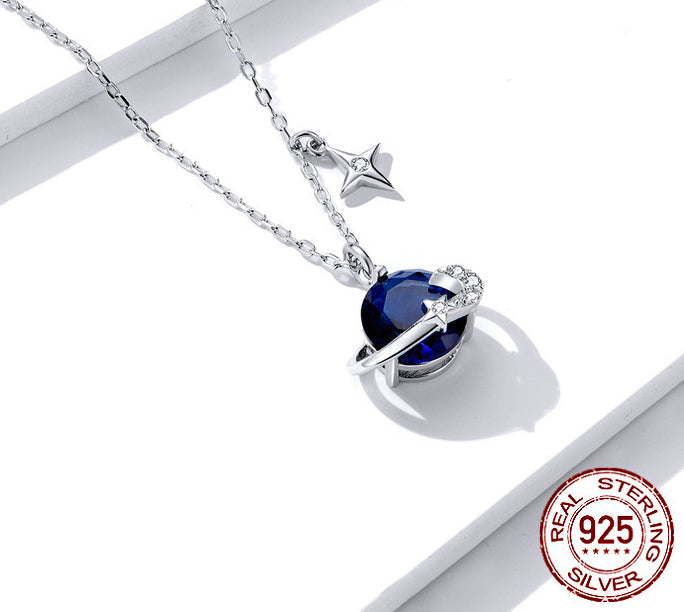 S925 Sterling Silver Starry Sky Pendant Necklace