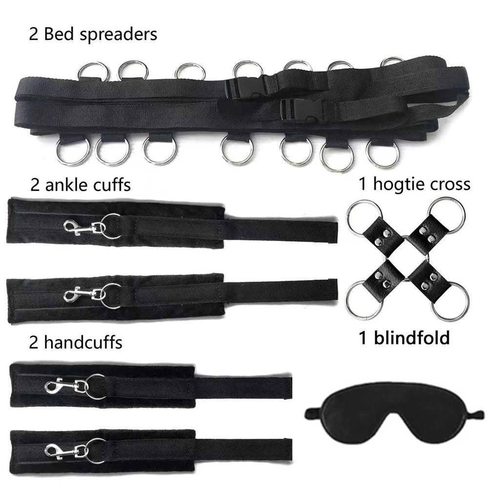 Bdsm Set Spielzeug Sex Handschellen für Paare Erwachsene Kit Bdsm Sexuelle Handschellen Augenbinde Strapon Bett Bondage Erotik Sklave Sadomasochismus