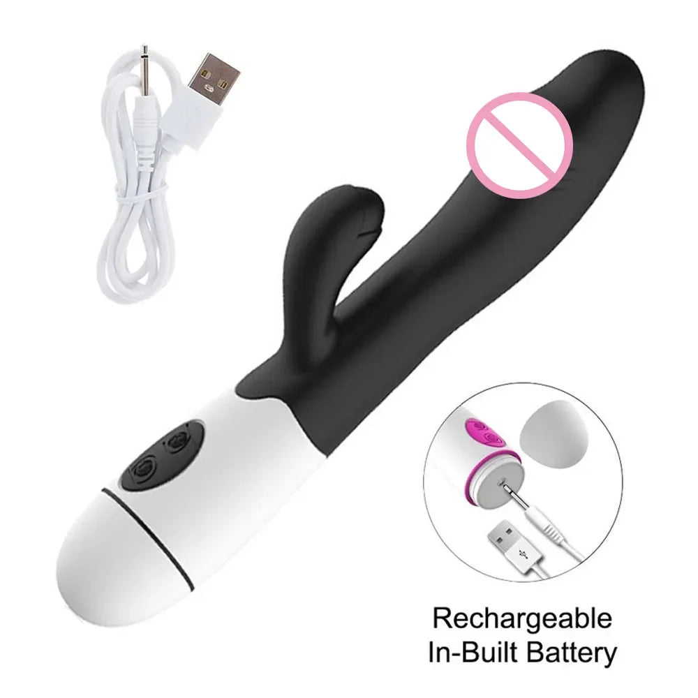 Kaninchen-Vibrator für Frauen, Vagina, G-Punkt, Nippel, Klitoris-Stimulator, stoßender, teleskopischer, rotierender Dildo für Erwachsene, sexy Spielzeug