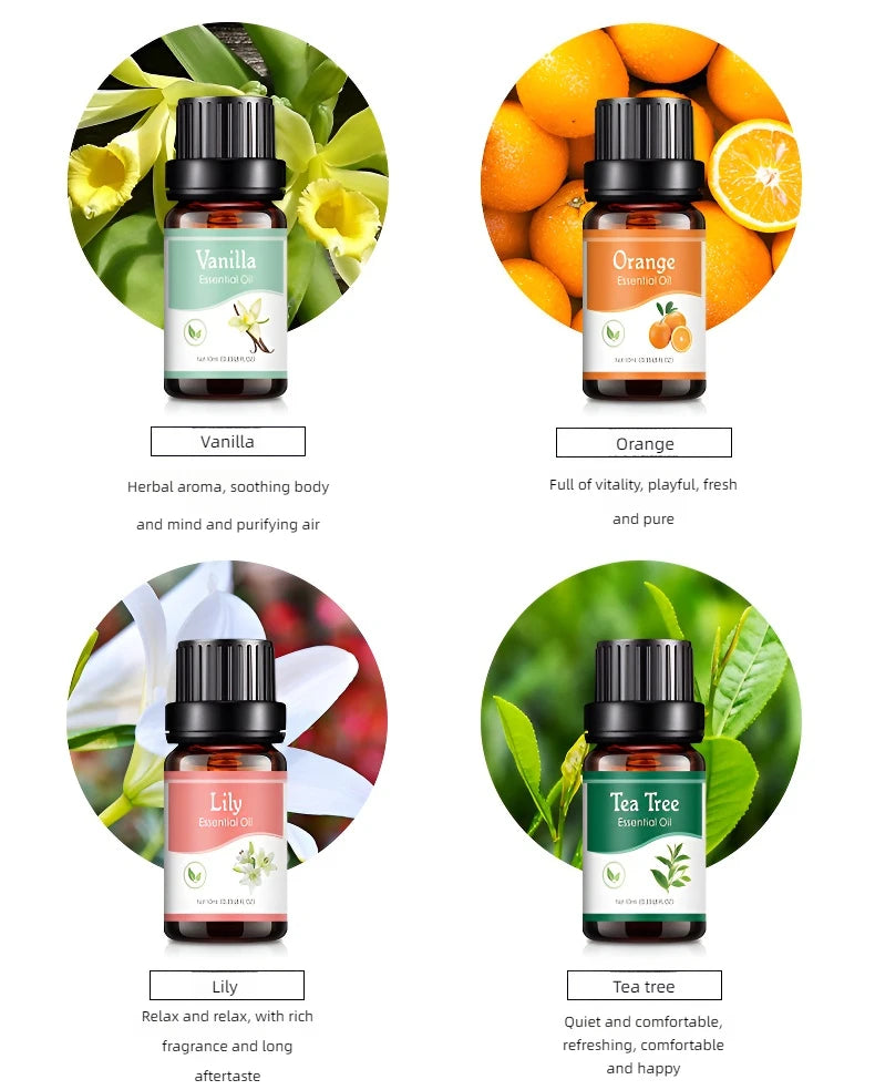 Ätherische Öle mit 18 Geschmacksrichtungen für Aromadiffusor, Luftbefeuchter, Zuhause, wasserlöslich, 10 ml, Lufterfrischer, Düfte, Duftöl, Parfüm