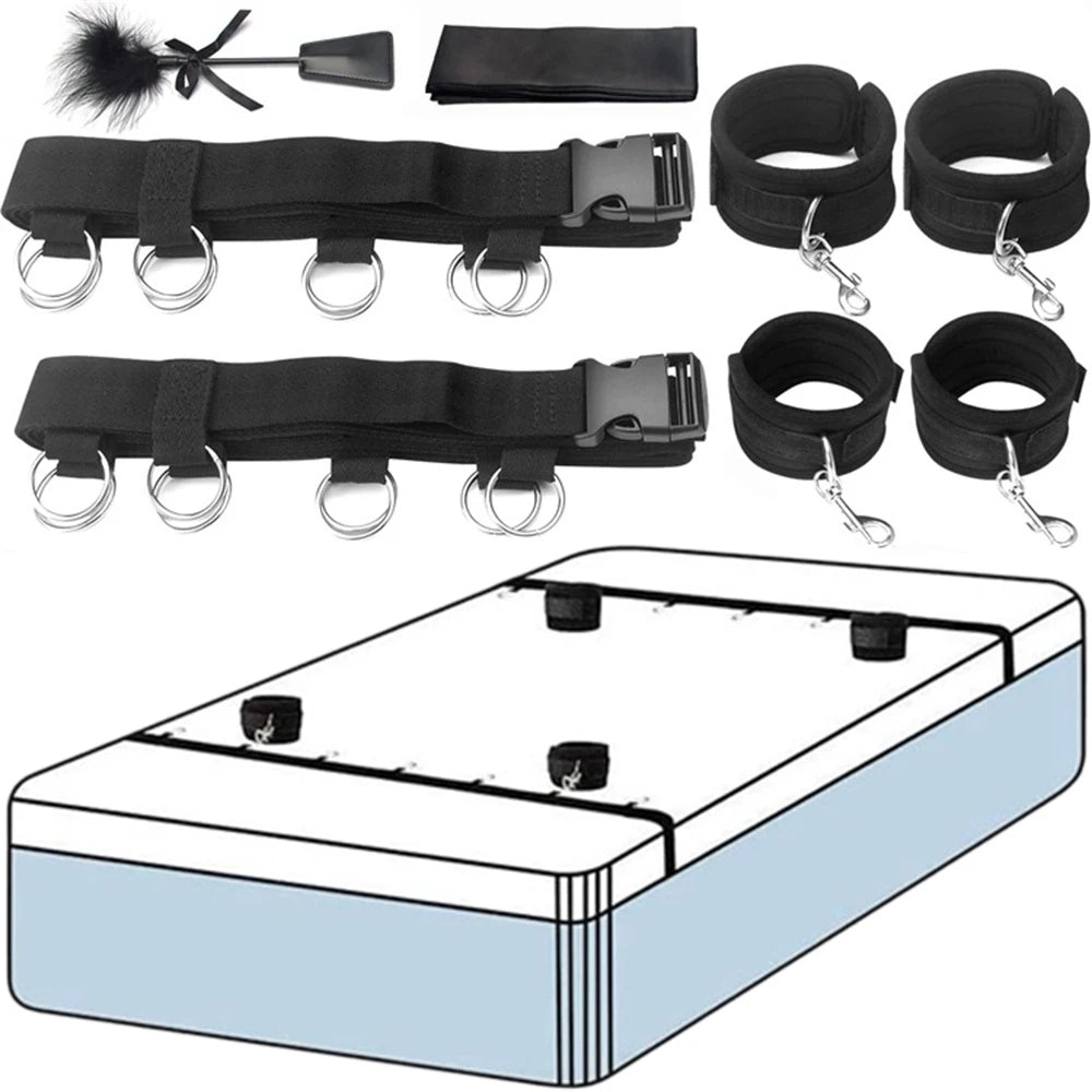 Bdsm Set Spielzeug Sex Handschellen für Paare Erwachsene Kit Bdsm Sexuelle Handschellen Augenbinde Strapon Bett Bondage Erotik Sklave Sadomasochismus