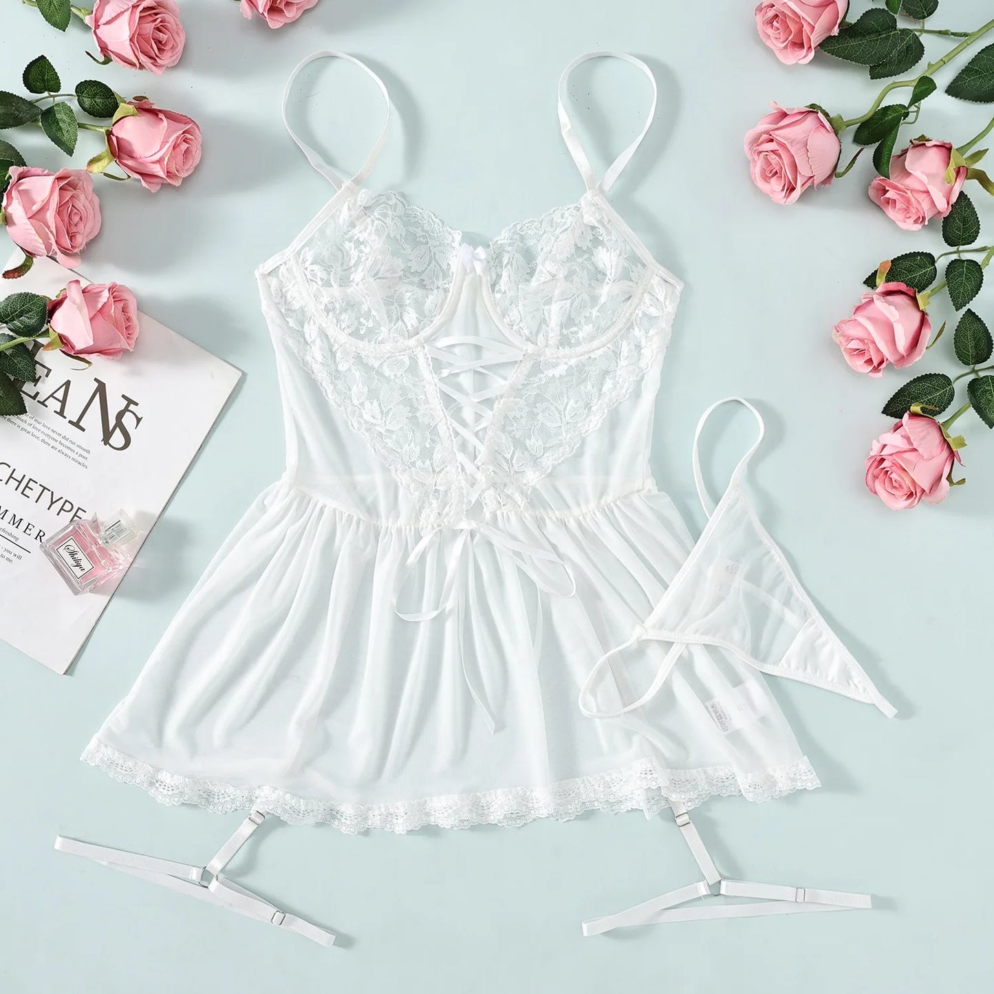 Sexy Dessous erotische Unterwäsche Set transparente Porno Spitze sexy BH und Höschen Strumpfband Set Dessous sexy heiße erotische Nachtwäsche