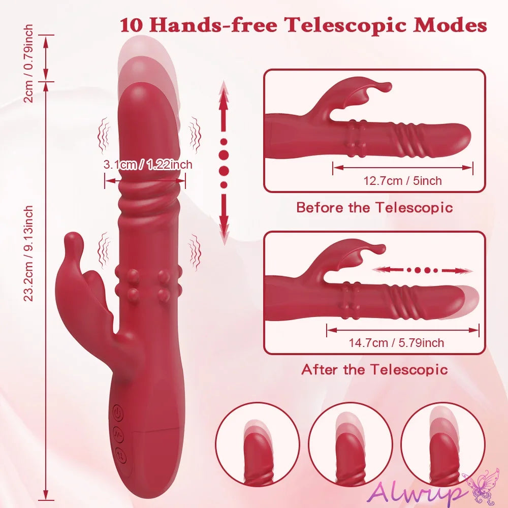 Kaninchen Vibrator Für Frauen Leistungsstarke G-punkt Teleskop Rotierenden Klitoris Vagina Stimulator Weibliche Masturbator Für Erwachsene Sexy Spielzeug