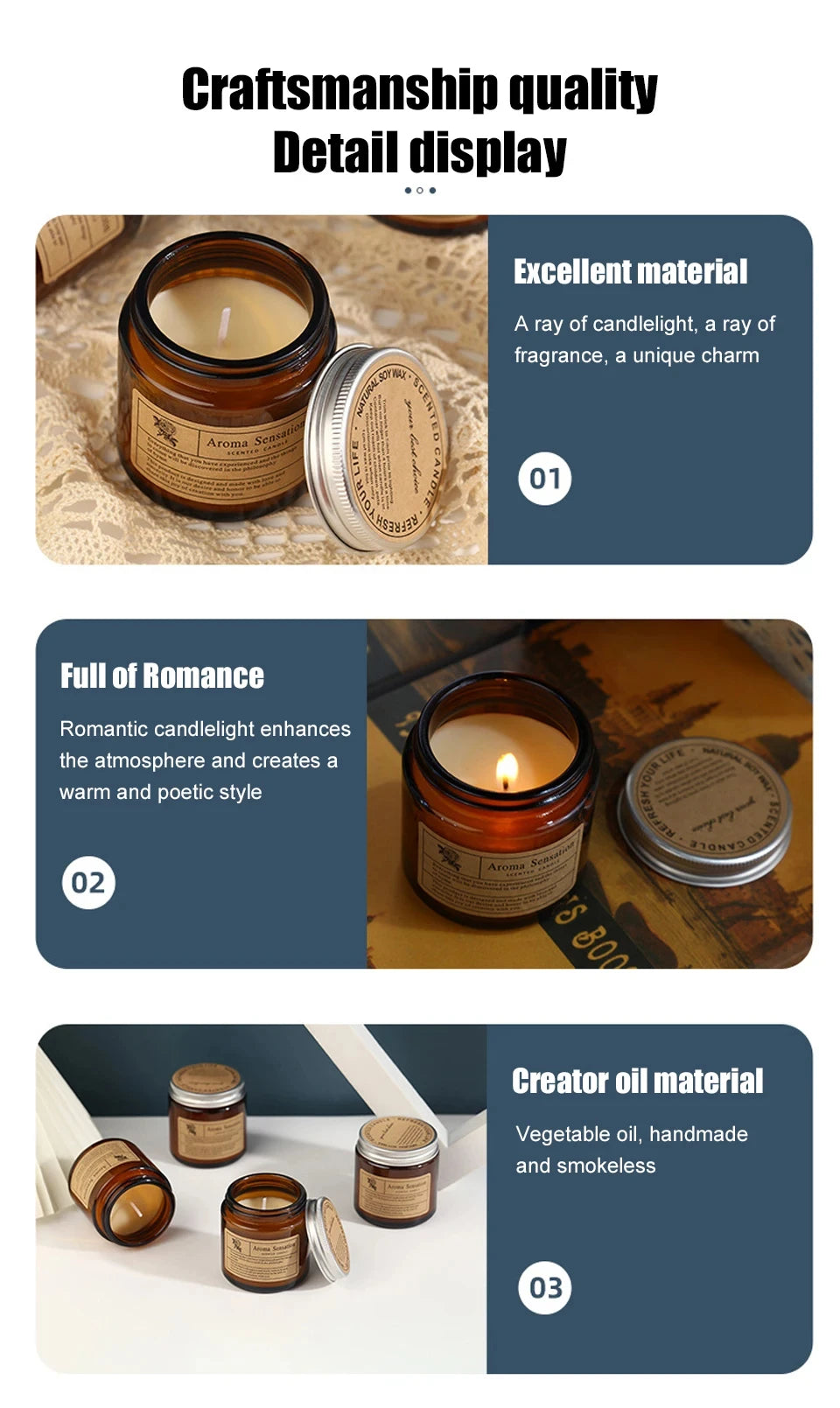 Duftkerzen, rauchfreie Sojakerze, ätherisches Öl, aromatische Kerze, luxuriöse Dekoration, Kerze, Hochzeitsgeschenke, Party, Heimdekoration