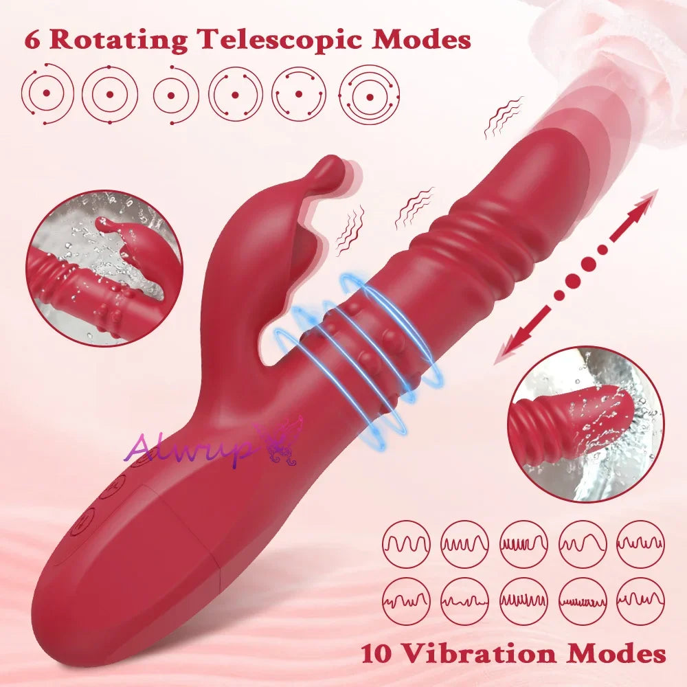 Kaninchen Vibrator Für Frauen Leistungsstarke G-punkt Teleskop Rotierenden Klitoris Vagina Stimulator Weibliche Masturbator Für Erwachsene Sexy Spielzeug