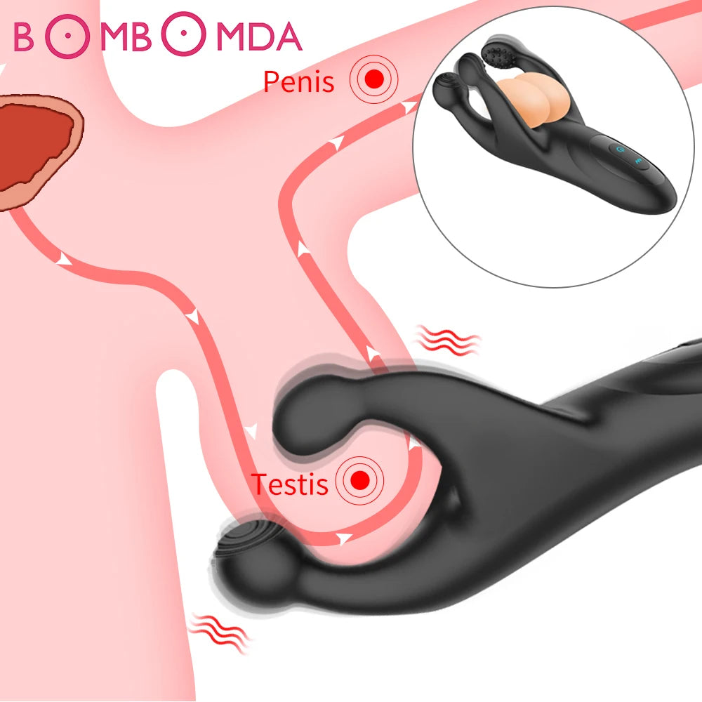 Hoden Massager Vibratoren für Männer Sexy Spielzeug 10 Geschwindigkeiten Vibrierende Prostata-massagegerät Silikon Erwachsenen Waren für Männer Paar Erotische