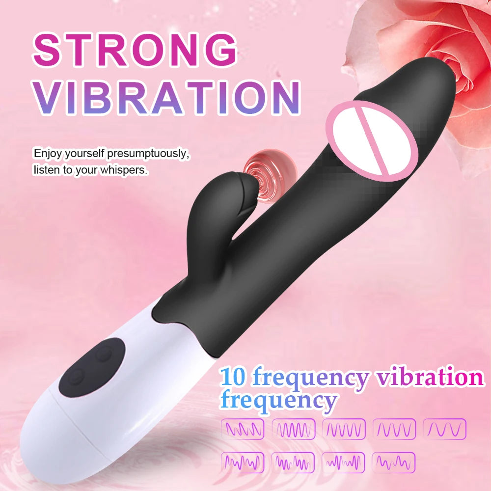 Kaninchen-Vibrator für Frauen, Vagina, G-Punkt, Nippel, Klitoris-Stimulator, stoßender, teleskopischer, rotierender Dildo für Erwachsene, sexy Spielzeug