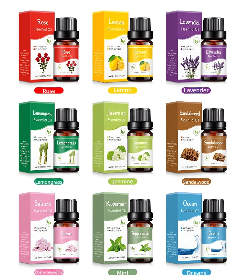 Ätherische Öle mit 18 Geschmacksrichtungen für Aromadiffusor, Luftbefeuchter, Zuhause, wasserlöslich, 10 ml, Lufterfrischer, Düfte, Duftöl, Parfüm