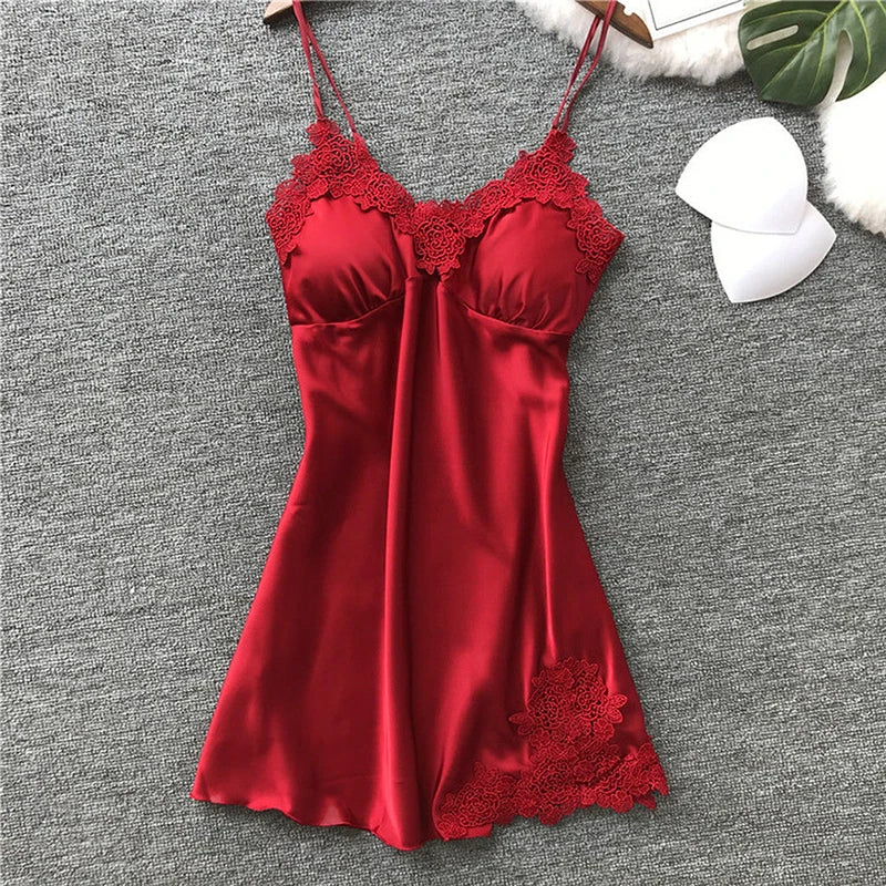 Sexy Pyjamas Damen Seide Straps Nachthemd Damen Frühling und Sommer Eis Seide dünn Neckholder Home Service Satin Nachtkleider