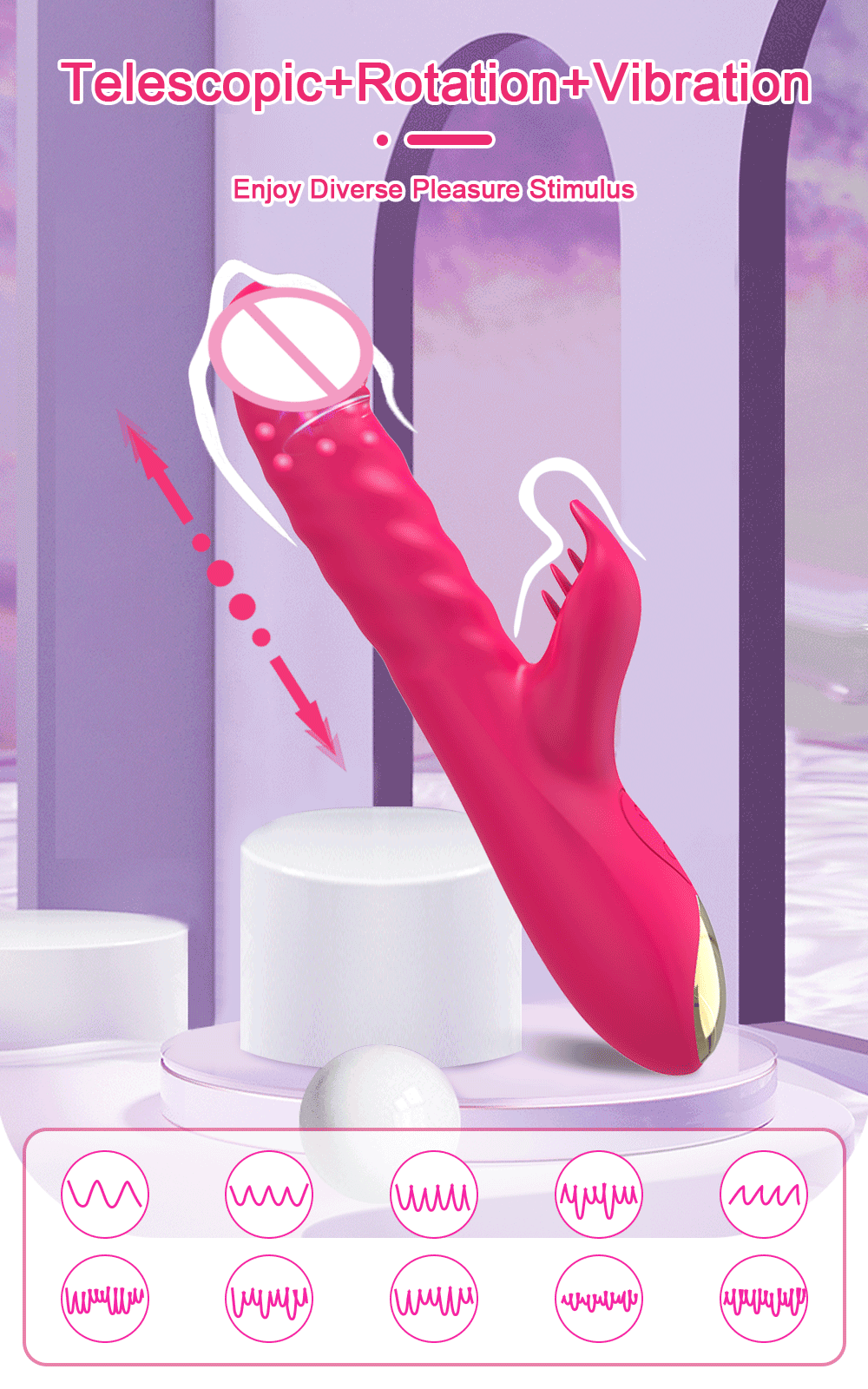 Kaninchen Vibrator Für Frauen Leistungsstarke G-punkt Teleskop Rotierenden Klitoris Vagina Stimulator Weibliche Masturbator Für Erwachsene Sexy Spielzeug