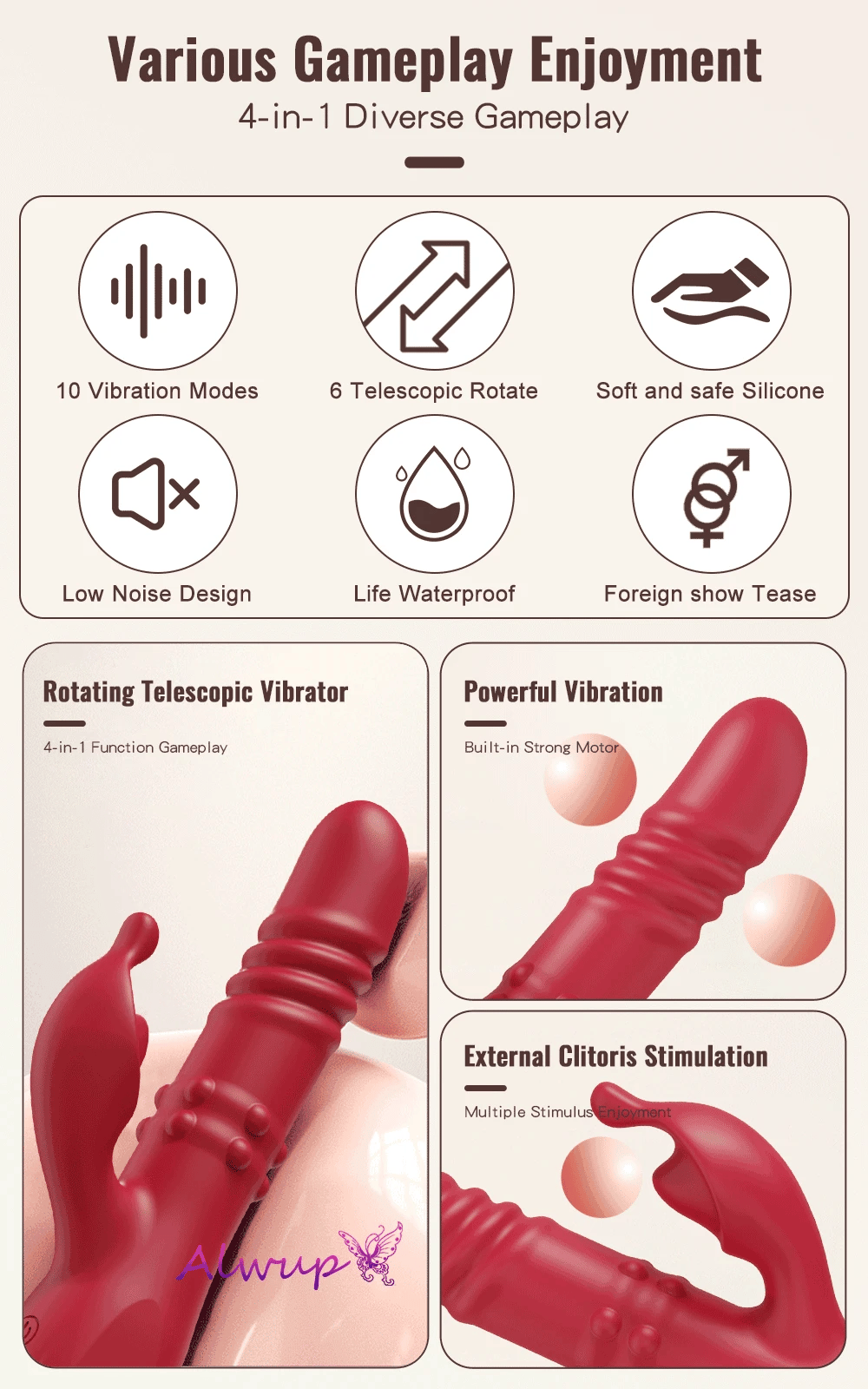 Kaninchen Vibrator Für Frauen Leistungsstarke G-punkt Teleskop Rotierenden Klitoris Vagina Stimulator Weibliche Masturbator Für Erwachsene Sexy Spielzeug