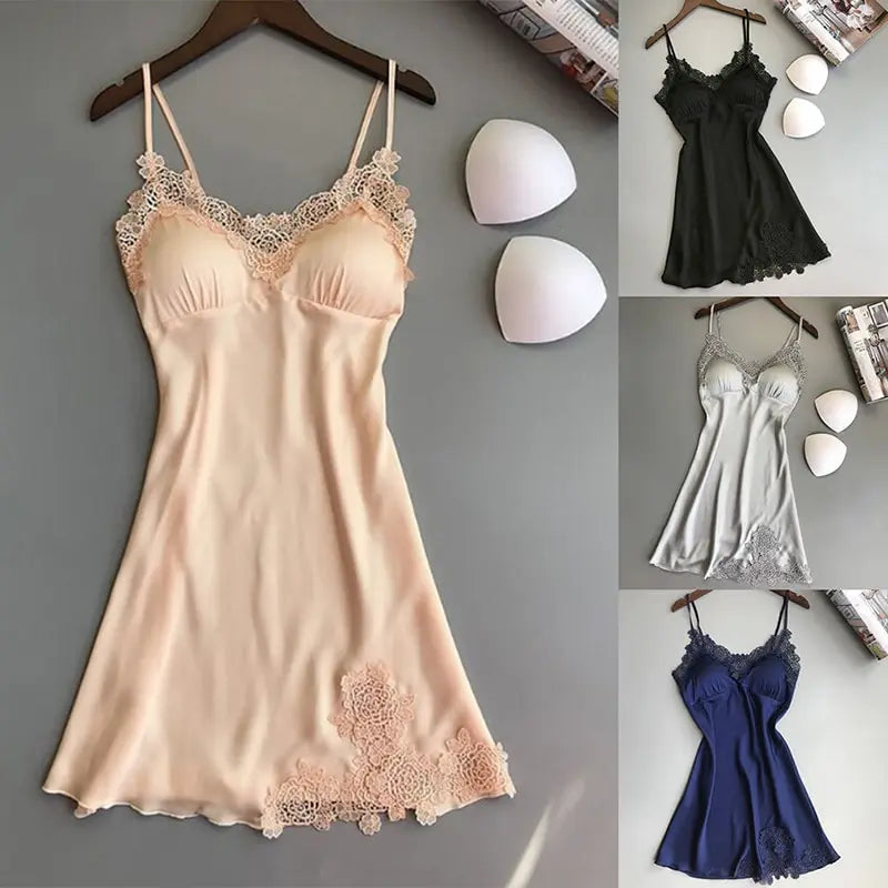 Sexy Pyjamas Damen Seide Straps Nachthemd Damen Frühling und Sommer Eis Seide dünn Neckholder Home Service Satin Nachtkleider