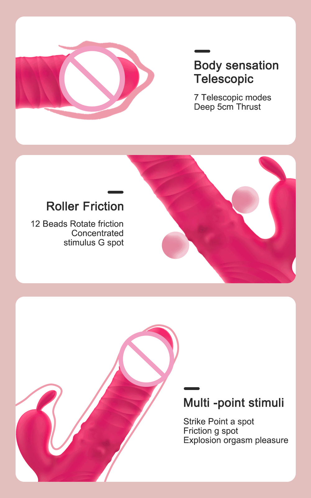 Kaninchen Vibrator Für Frauen Leistungsstarke G-punkt Teleskop Rotierenden Klitoris Vagina Stimulator Weibliche Masturbator Für Erwachsene Sexy Spielzeug