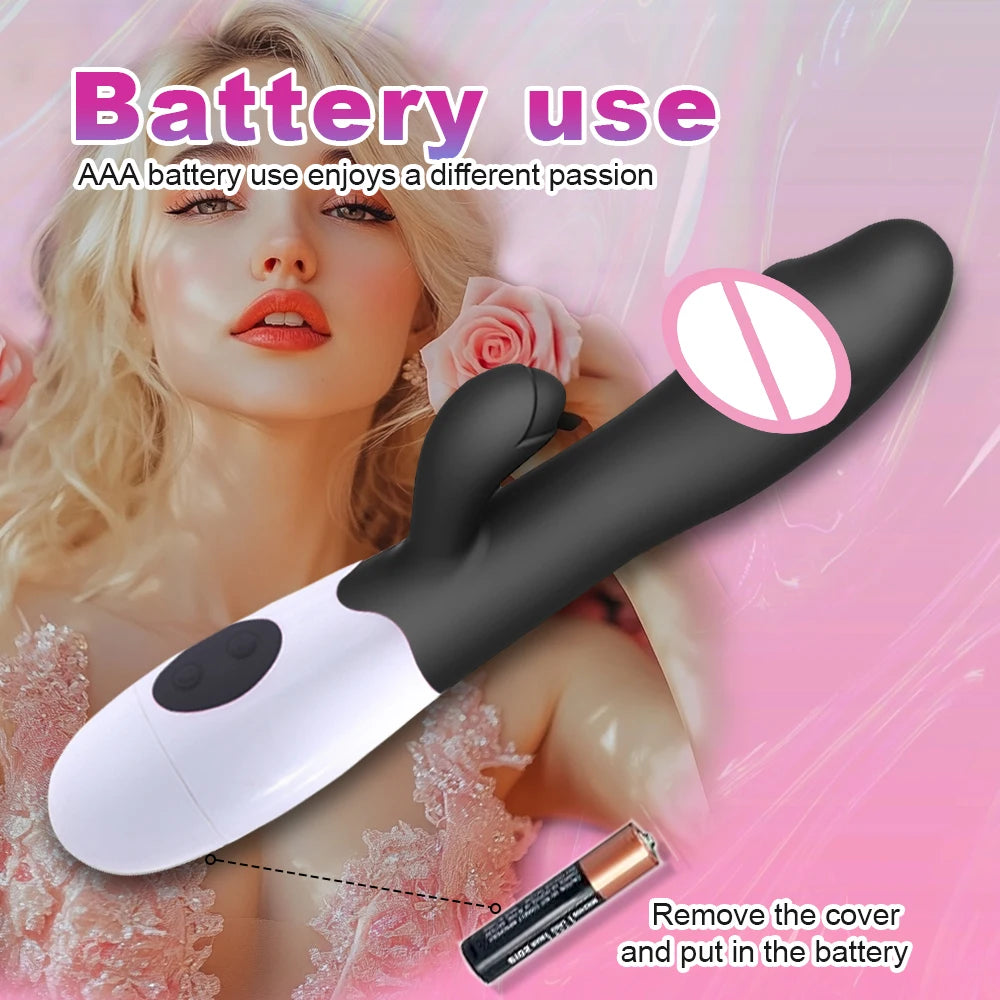 Kaninchen-Vibrator für Frauen, Vagina, G-Punkt, Nippel, Klitoris-Stimulator, stoßender, teleskopischer, rotierender Dildo für Erwachsene, sexy Spielzeug