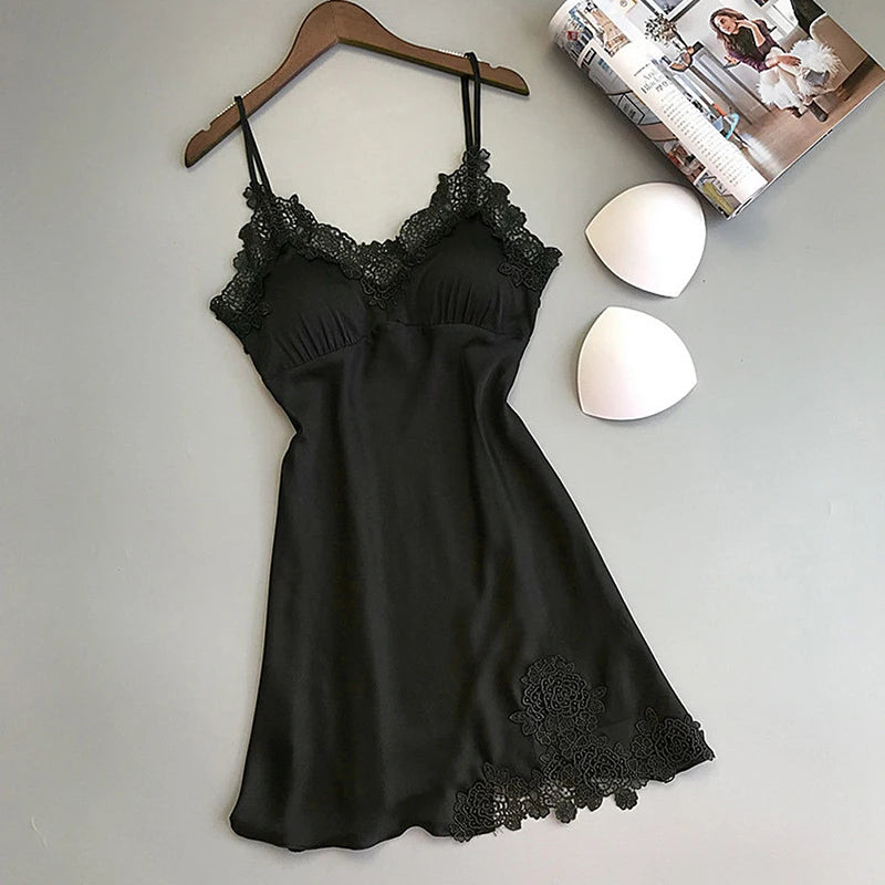 Sexy Pyjamas Damen Seide Straps Nachthemd Damen Frühling und Sommer Eis Seide dünn Neckholder Home Service Satin Nachtkleider