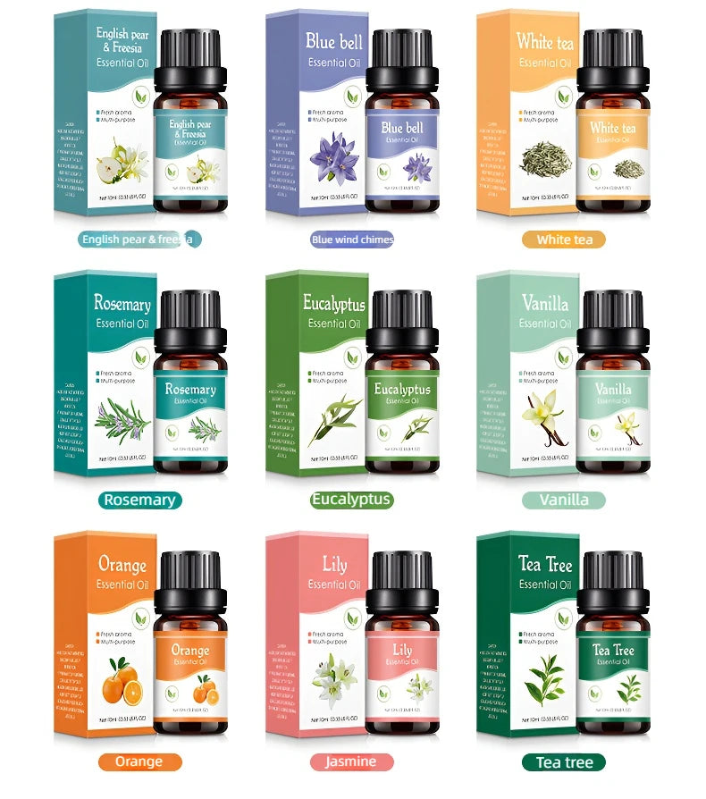 Ätherische Öle mit 18 Geschmacksrichtungen für Aromadiffusor, Luftbefeuchter, Zuhause, wasserlöslich, 10 ml, Lufterfrischer, Düfte, Duftöl, Parfüm
