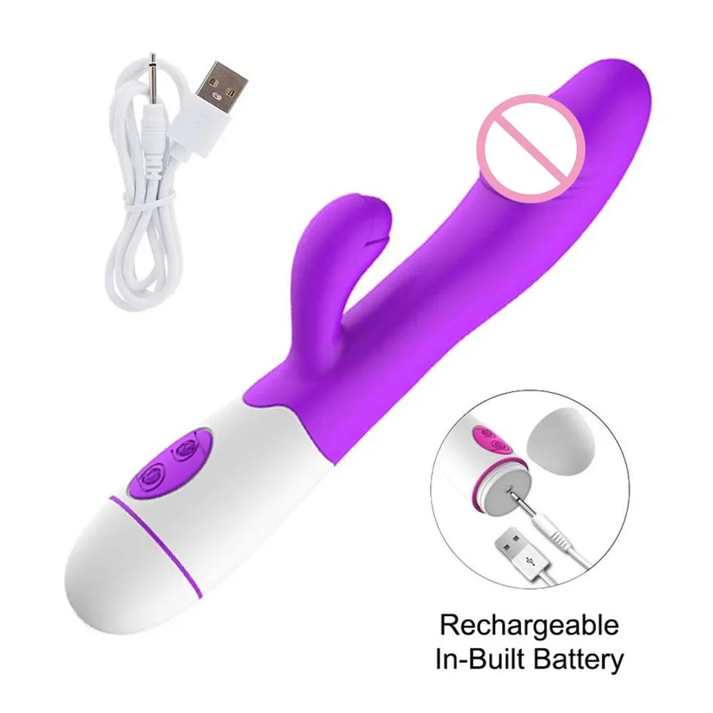 Kaninchen-Vibrator für Frauen, Vagina, G-Punkt, Nippel, Klitoris-Stimulator, stoßender, teleskopischer, rotierender Dildo für Erwachsene, sexy Spielzeug