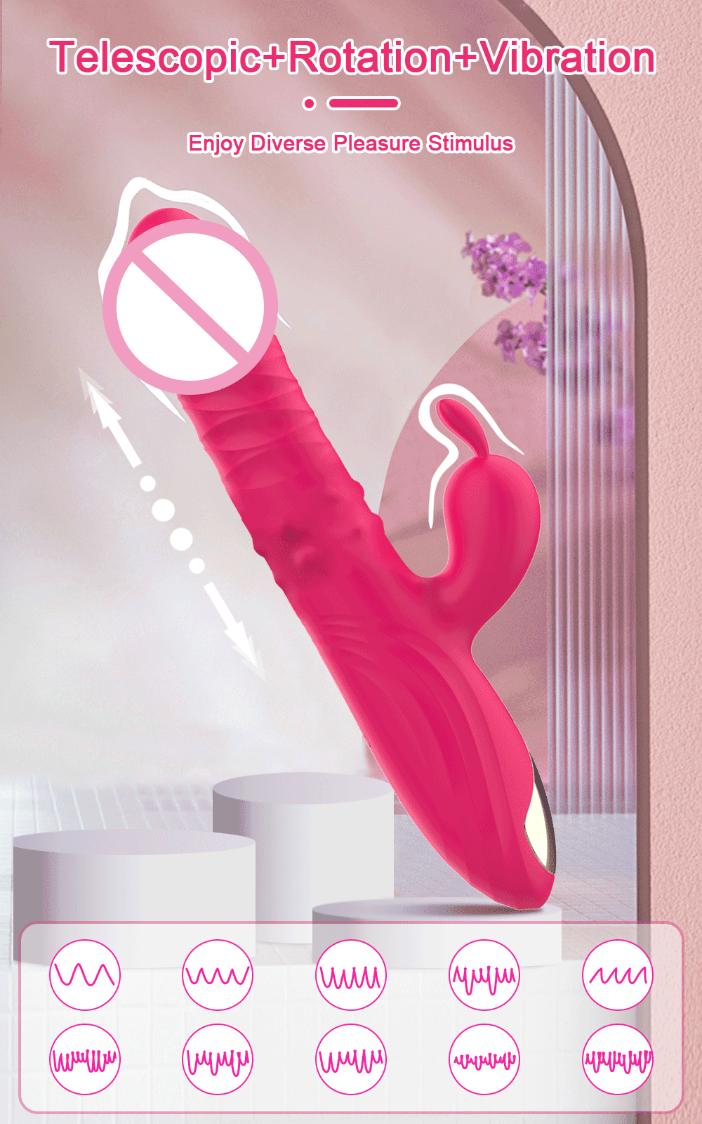 Kaninchen Vibrator Für Frauen Leistungsstarke G-punkt Teleskop Rotierenden Klitoris Vagina Stimulator Weibliche Masturbator Für Erwachsene Sexy Spielzeug