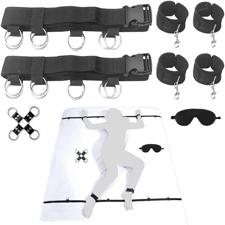 Bdsm Set Spielzeug Sex Handschellen für Paare Erwachsene Kit Bdsm Sexuelle Handschellen Augenbinde Strapon Bett Bondage Erotik Sklave Sadomasochismus