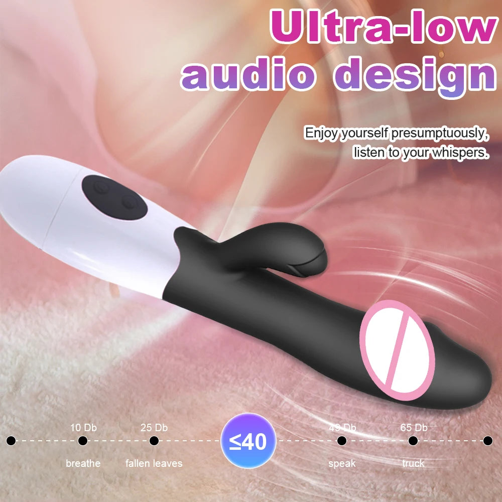 Kaninchen-Vibrator für Frauen, Vagina, G-Punkt, Nippel, Klitoris-Stimulator, stoßender, teleskopischer, rotierender Dildo für Erwachsene, sexy Spielzeug