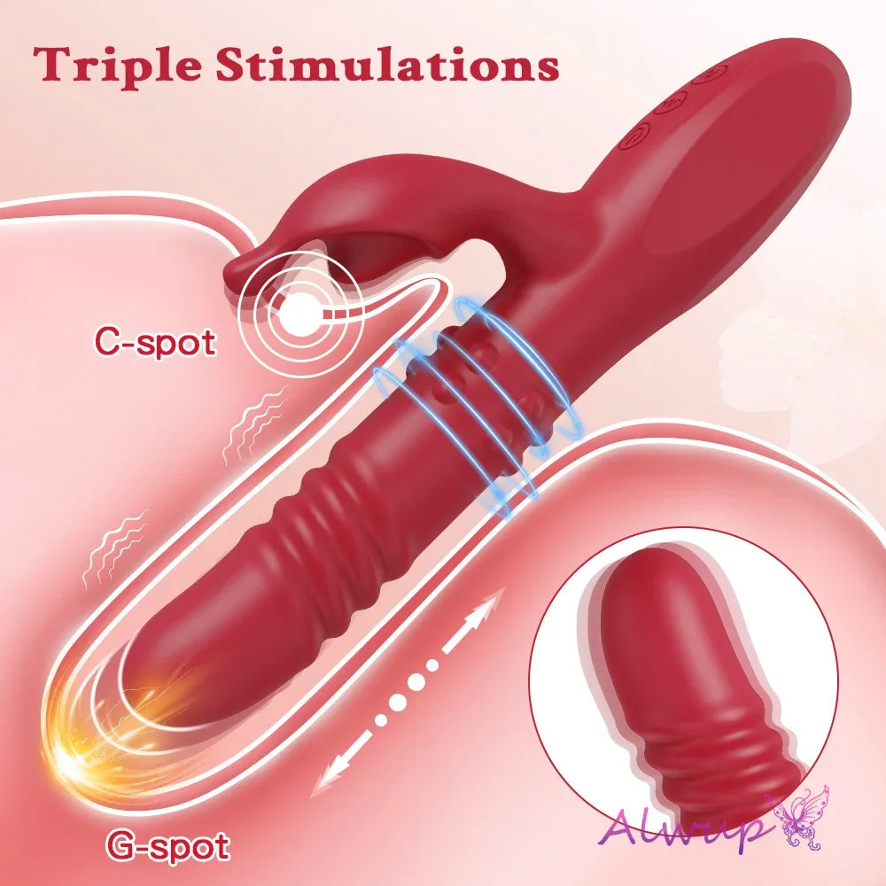 Kaninchen Vibrator Für Frauen Leistungsstarke G-punkt Teleskop Rotierenden Klitoris Vagina Stimulator Weibliche Masturbator Für Erwachsene Sexy Spielzeug