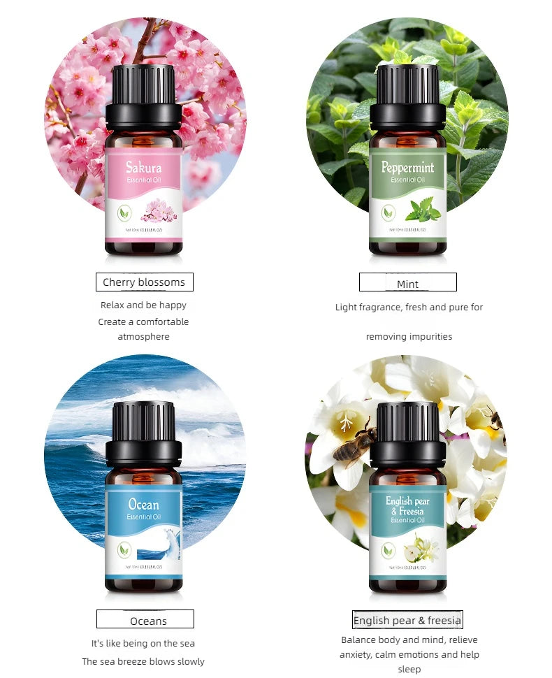 Ätherische Öle mit 18 Geschmacksrichtungen für Aromadiffusor, Luftbefeuchter, Zuhause, wasserlöslich, 10 ml, Lufterfrischer, Düfte, Duftöl, Parfüm