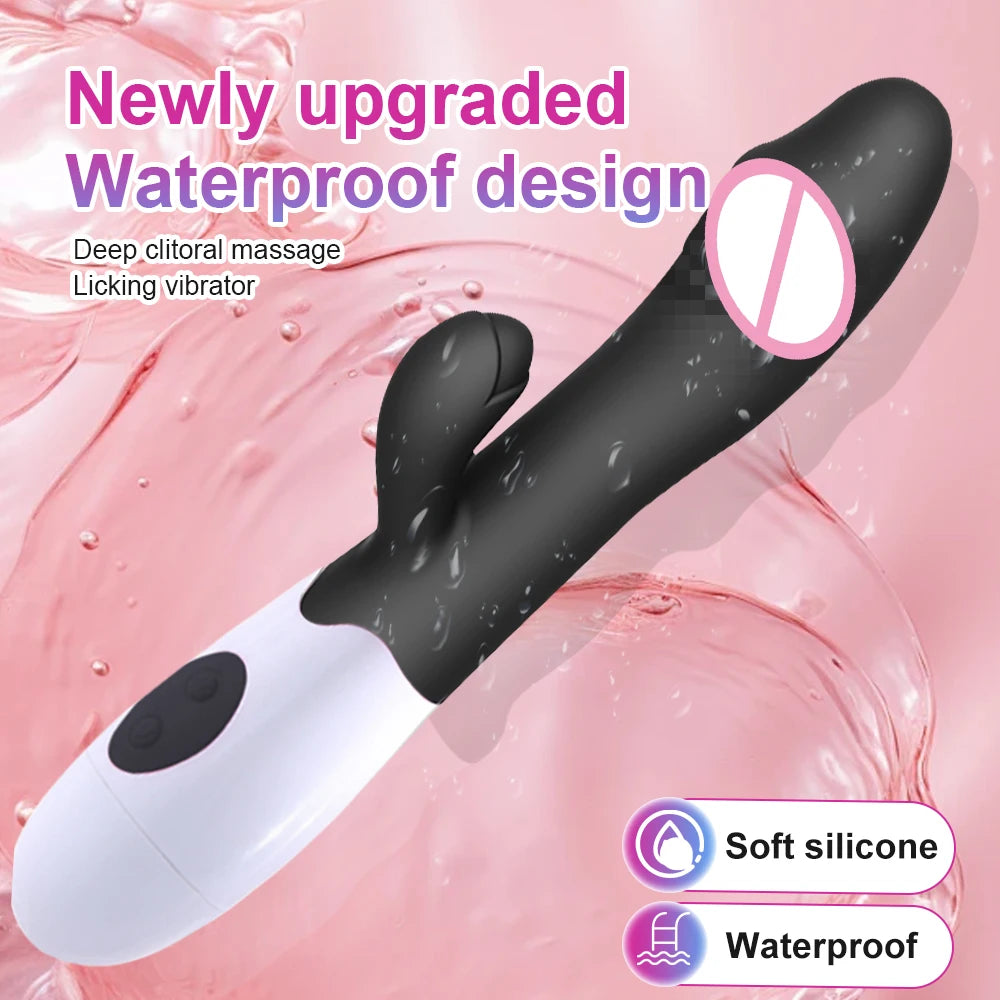 Kaninchen-Vibrator für Frauen, Vagina, G-Punkt, Nippel, Klitoris-Stimulator, stoßender, teleskopischer, rotierender Dildo für Erwachsene, sexy Spielzeug
