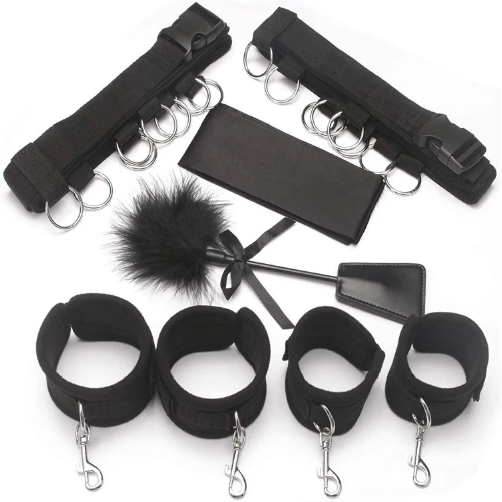 Bdsm Set Spielzeug Sex Handschellen für Paare Erwachsene Kit Bdsm Sexuelle Handschellen Augenbinde Strapon Bett Bondage Erotik Sklave Sadomasochismus