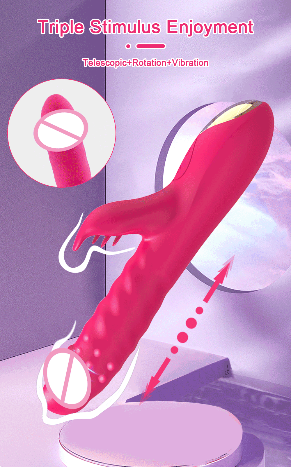 Kaninchen Vibrator Für Frauen Leistungsstarke G-punkt Teleskop Rotierenden Klitoris Vagina Stimulator Weibliche Masturbator Für Erwachsene Sexy Spielzeug