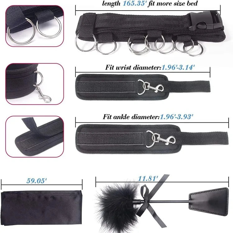 Bdsm Set Spielzeug Sex Handschellen für Paare Erwachsene Kit Bdsm Sexuelle Handschellen Augenbinde Strapon Bett Bondage Erotik Sklave Sadomasochismus