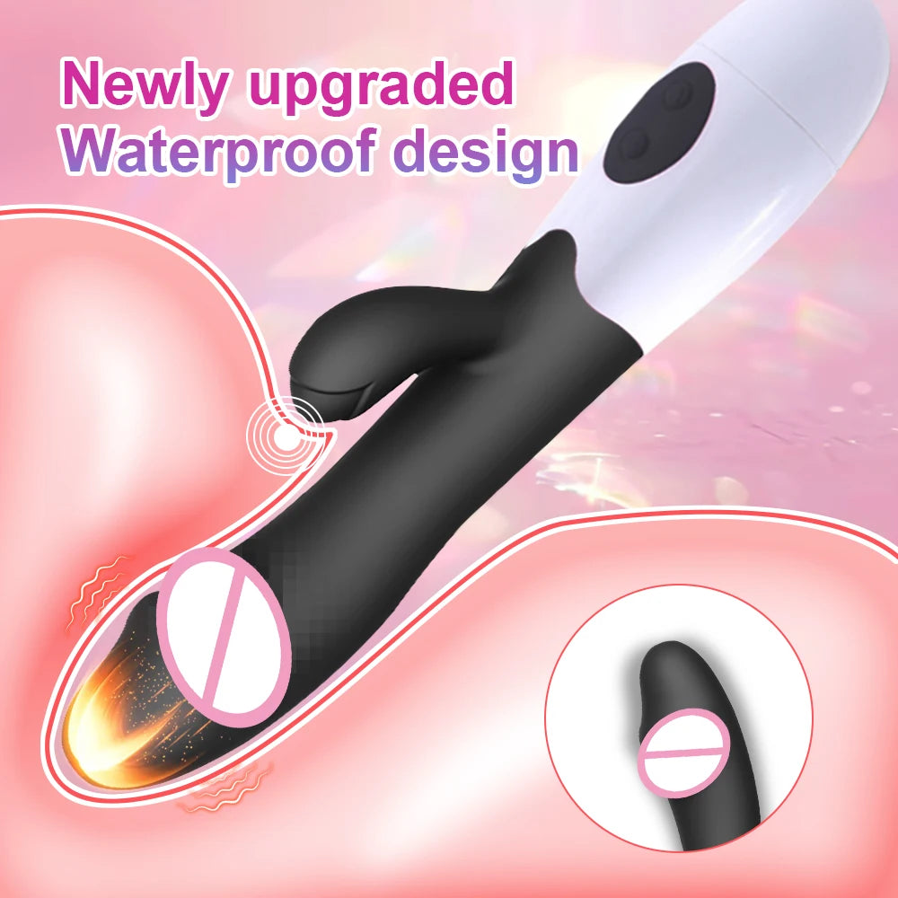 Kaninchen-Vibrator für Frauen, Vagina, G-Punkt, Nippel, Klitoris-Stimulator, stoßender, teleskopischer, rotierender Dildo für Erwachsene, sexy Spielzeug