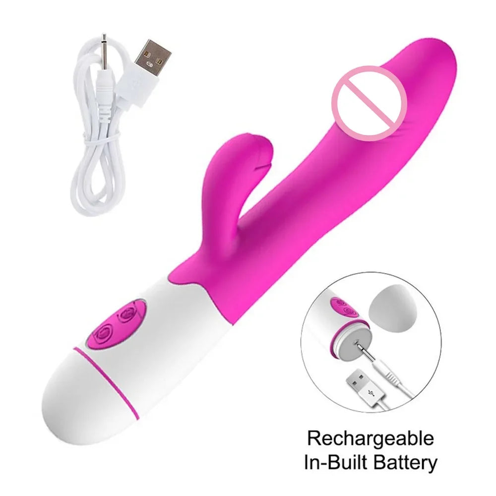 Kaninchen-Vibrator für Frauen, Vagina, G-Punkt, Nippel, Klitoris-Stimulator, stoßender, teleskopischer, rotierender Dildo für Erwachsene, sexy Spielzeug