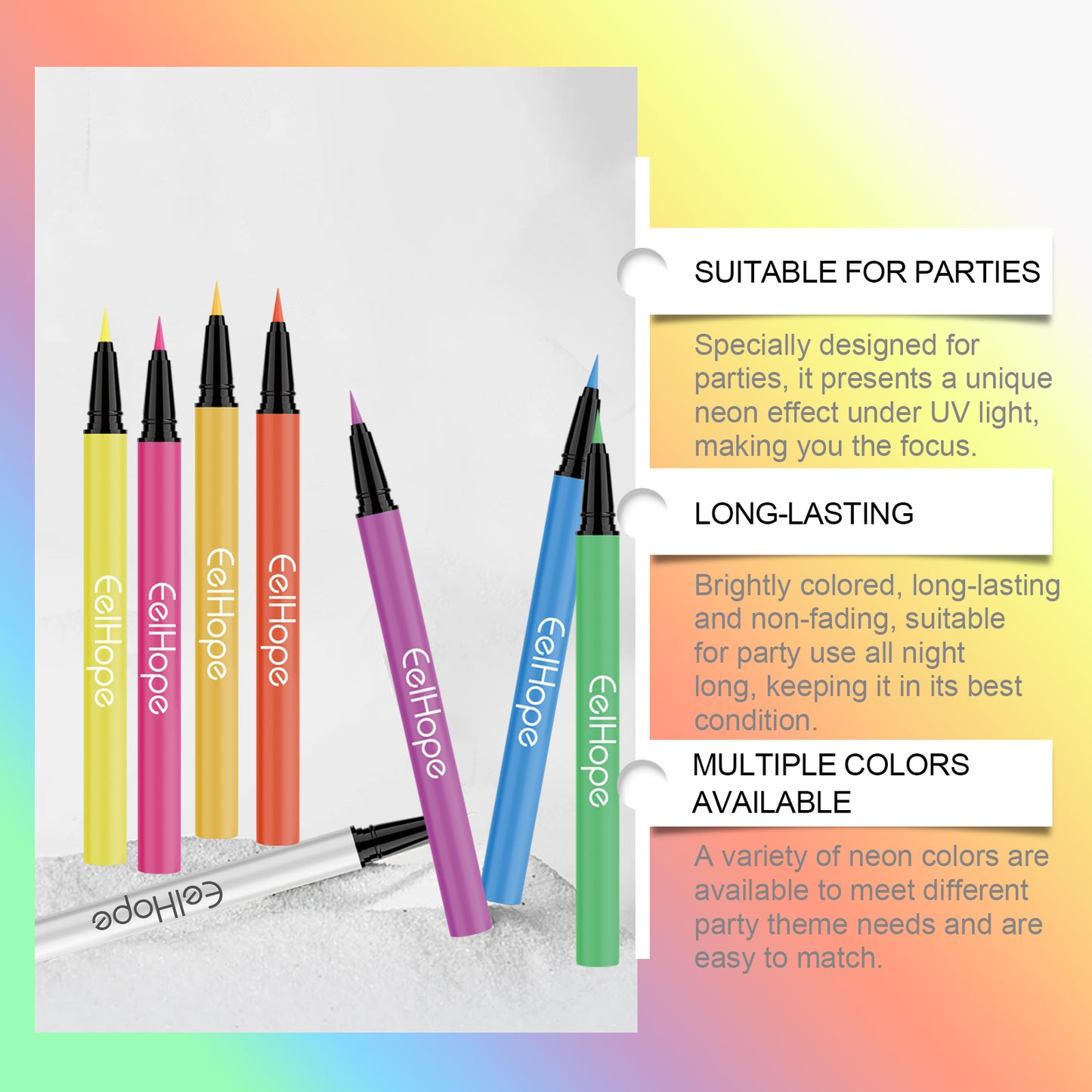Eelhope Party Neon Liquid Eyeliner (Blue) Is Smooth, Flowing, Long-Lasting And Easy To Apply, Making It Perfect For Party Party Eye Makeup