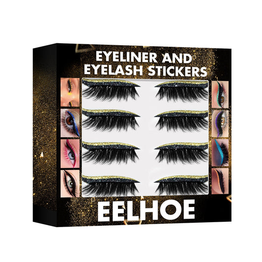 EELHOE 3D Glitter Seven Color Eyeliner False Eyelash Sticks, Glue Free Self-Adhesive Eye Makeup Eyeshadow Sticks