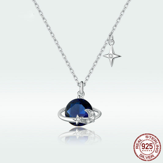 S925 Sterling Silver Starry Sky Pendant Necklace