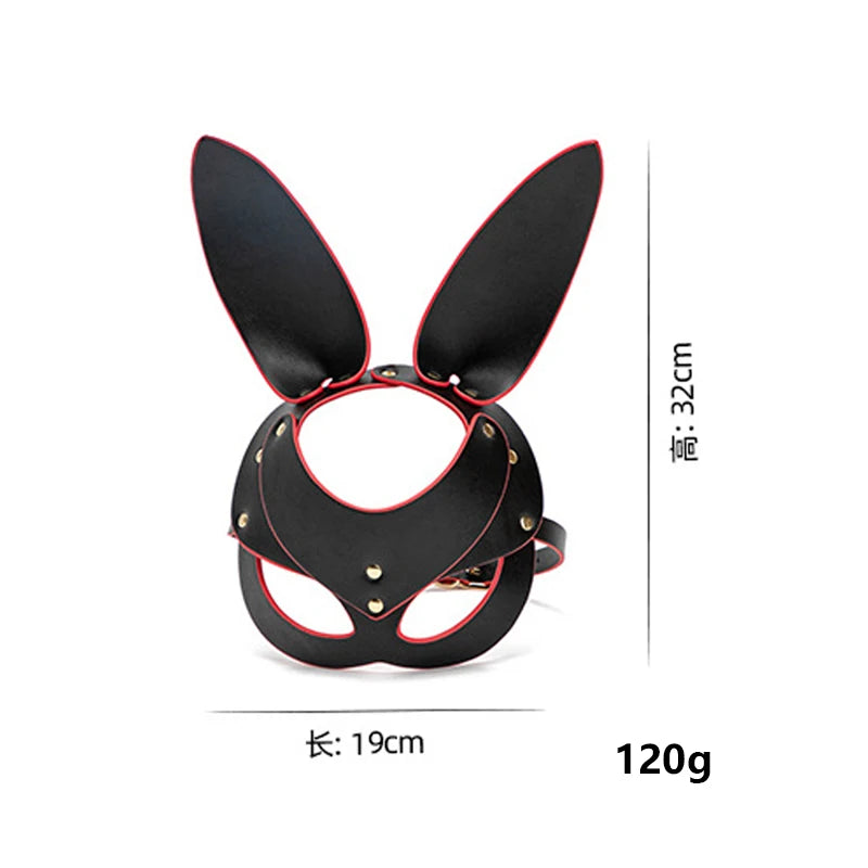 BDSM Maske Sex Spielzeug Für Frauen Bondage Fesseln Leder Sexy Cosplay Kaninchen Katze Ohr Bunny Maske Maskerade Partei Gesicht Cosplay
