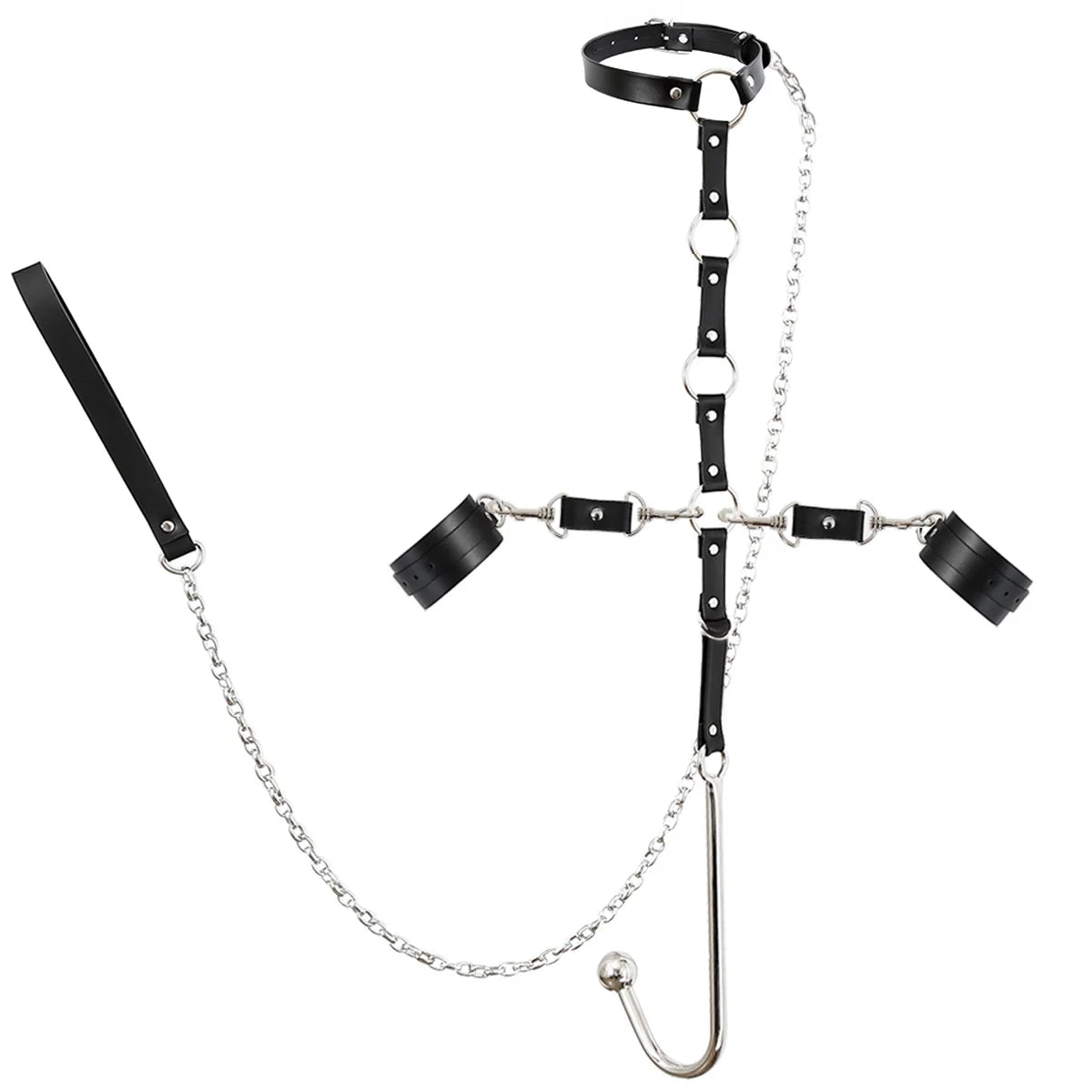 Bdsm Sex Spielzeug Einstellbare Größe Leder Kragen Hals Bondage Kit Anal Haken Metall Butt Plug SM Erwachsene Spiele Paar Flirt Sex Spielzeug