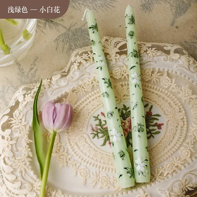 25 cm handbemalte Spitzkerzen, dekorative lange Kerzen, luxuriöse Geschenke für Sie, ästhetische Wohnaccessoires