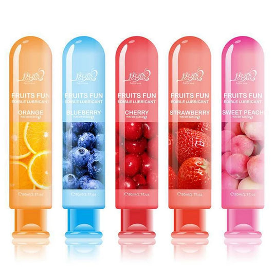 80ML Pfirsich/Erdbeere/Heidelbeere/Kirsche/Orange Essbarer Geschmack Gleitmittel auf Wasserbasis Sex Anal Oral Gel Sex Gleitmittel für Paare Erwachsene