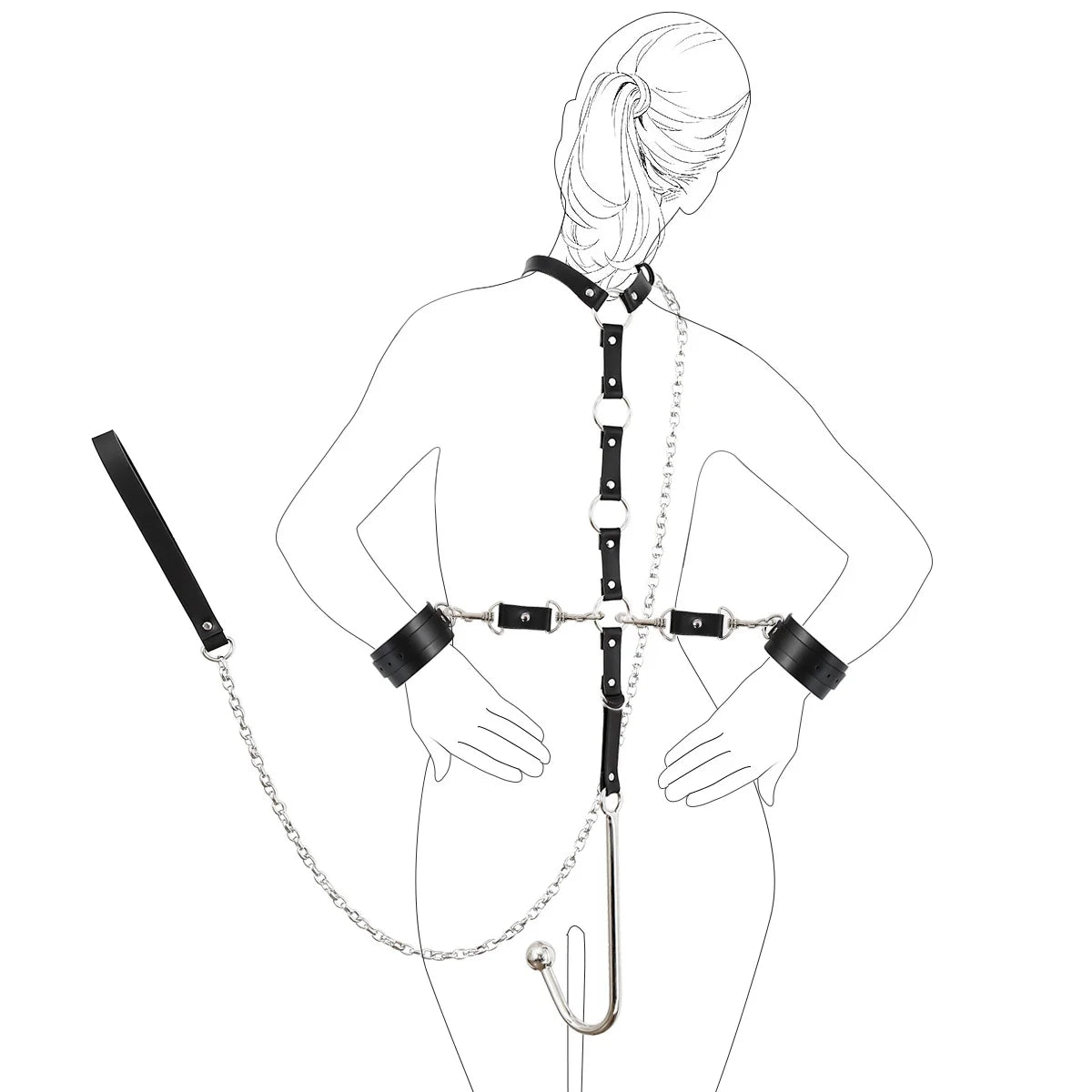 Bdsm Sex Spielzeug Einstellbare Größe Leder Kragen Hals Bondage Kit Anal Haken Metall Butt Plug SM Erwachsene Spiele Paar Flirt Sex Spielzeug
