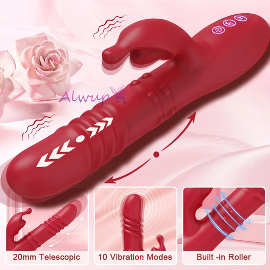 Kaninchen Vibrator Für Frauen Leistungsstarke G-punkt Teleskop Rotierenden Klitoris Vagina Stimulator Weibliche Masturbator Für Erwachsene Sexy Spielzeug