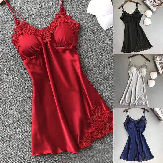 Sexy Pyjamas Damen Seide Straps Nachthemd Damen Frühling und Sommer Eis Seide dünn Neckholder Home Service Satin Nachtkleider