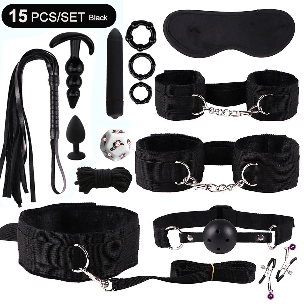 Sexspielzeug für Frauen, BDSM, sexuelles Paar-Set, erotisches Zubehör, Handschellen für die Sitzung, Analplug, Sexspiel, sexy Spielzeug für Erwachsene, Sexyshop