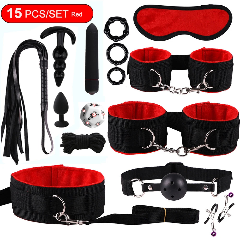 Sexspielzeug für Frauen, BDSM, sexuelles Paar-Set, erotisches Zubehör, Handschellen für die Sitzung, Analplug, Sexspiel, sexy Spielzeug für Erwachsene, Sexyshop